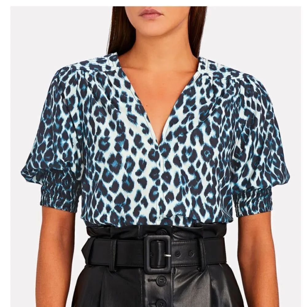 A.L.C. Elton Leopard Puff Sleeve Top size 00